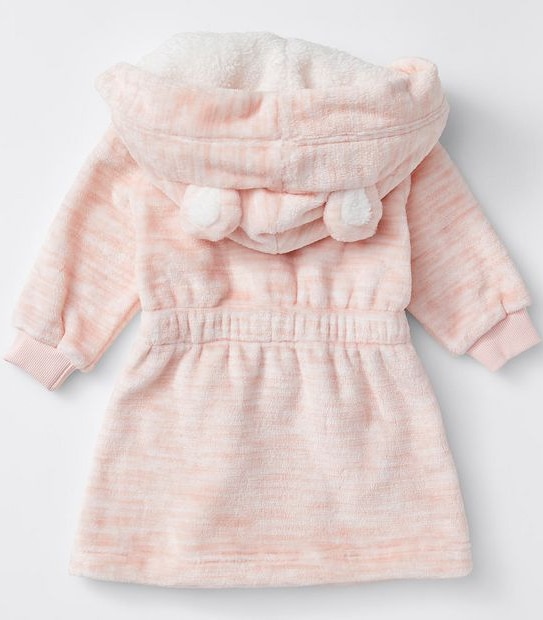 Baby Fleece Hooded Gown - Pink