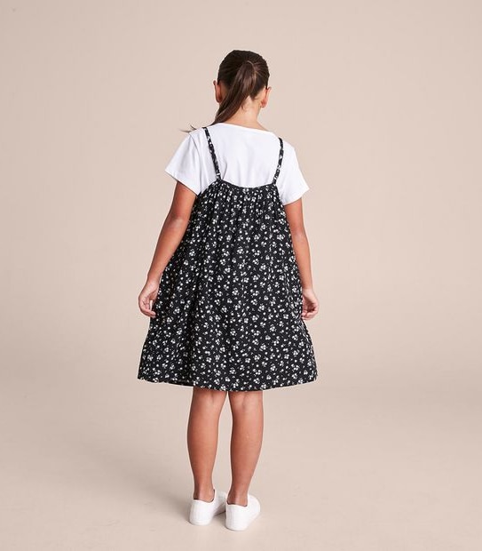 2 Piece Linen Blend Dress and T-shirt Set
