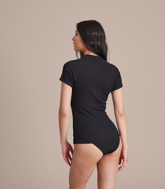 Crinkle Short Sleeve Swim Rash Vest
