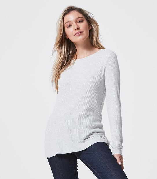 Long Sleeve Boat Neck Jumper - White Marle