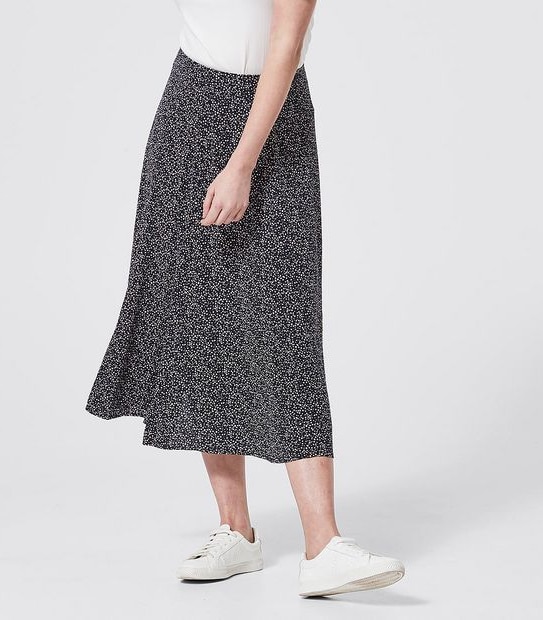 Flippy Hem Skirt - Navy Blue Pebble Print