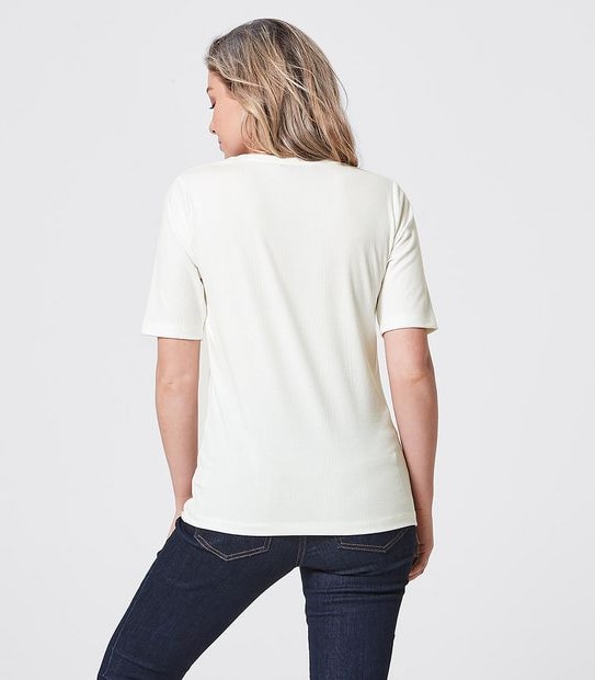 Rib Scoop Neck Elbow T-Shirt