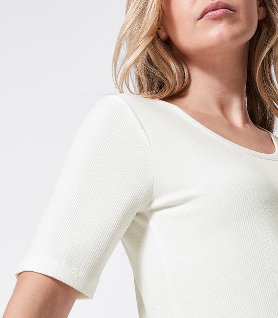 Rib Scoop Neck Elbow T-Shirt