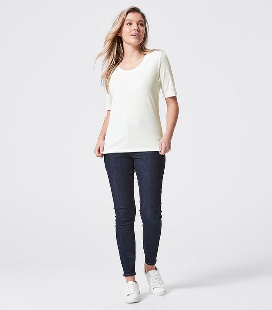 Rib Scoop Neck Elbow T-Shirt