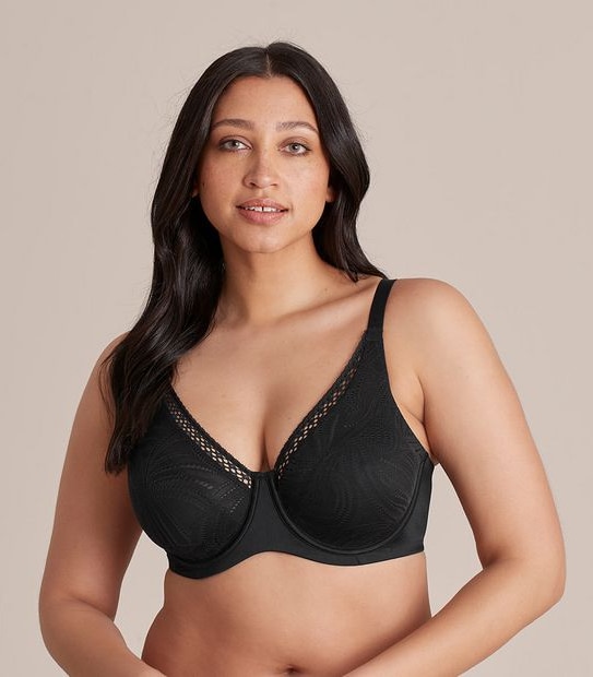 Minimiser Lace Underwire Bra - Black