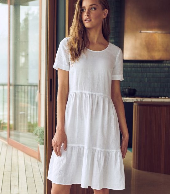 European Linen Tiered Dress