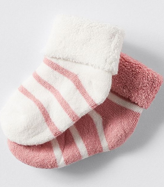 Underworks Baby 2 Pack Striped Socks - Pink/White