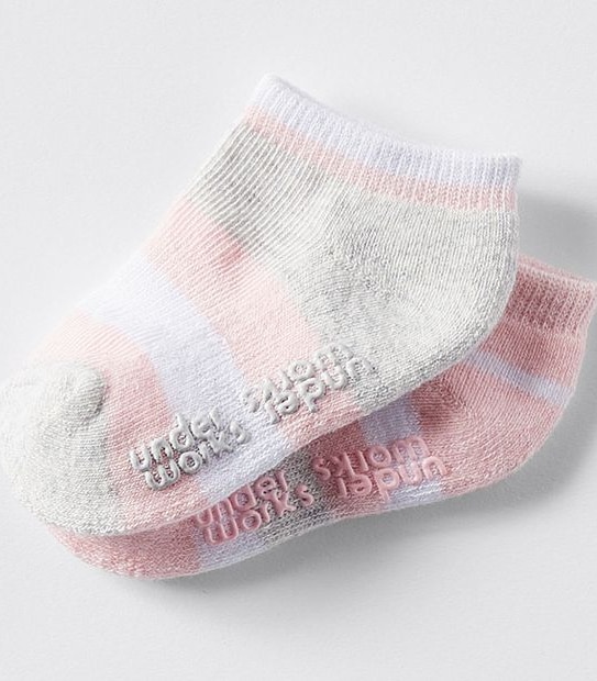 Underworks Baby 2 Pack Striped Socks - Pink
