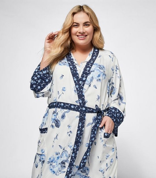 Extended Sizing Woven Sleep Dressing Gown
