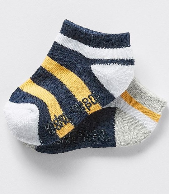 Underworks Baby 2 Pack Striped Socks - Blue