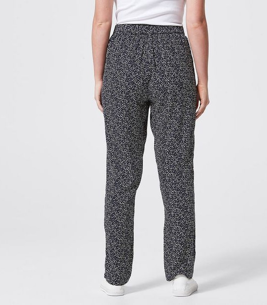 EcoVero Pull On Tapered Pants - Navy Blue Pebble Print