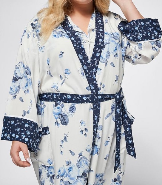 Extended Sizing Woven Sleep Dressing Gown