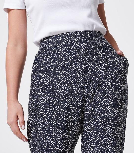 EcoVero Pull On Tapered Pants - Navy Blue Pebble Print