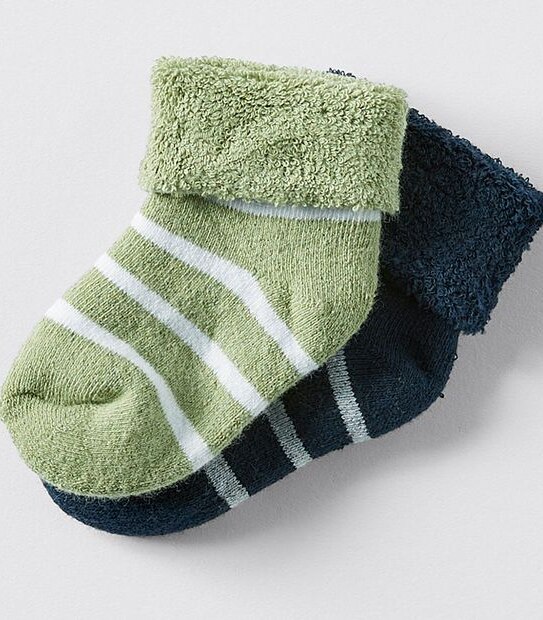 Underworks Baby 2 Pack Striped Socks - Navy Blue/Green