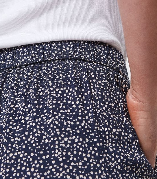 EcoVero Pull On Tapered Pants - Navy Blue Pebble Print