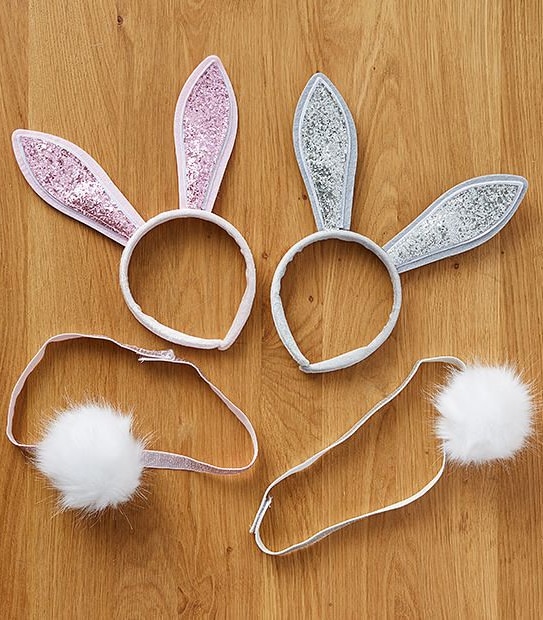 Glitter Bunny Headband & Tail Dress-Up - Assorted
