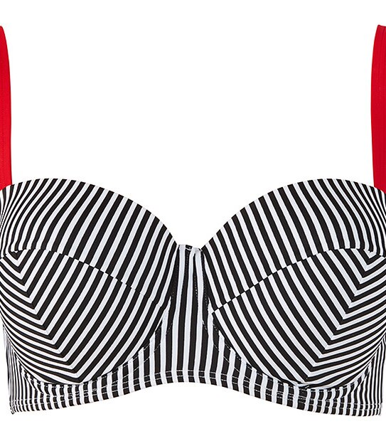 Fuller Cup Balconette Bikini Top - Black Stripes
