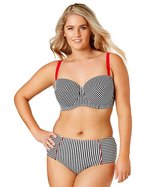 Fuller Cup Balconette Bikini Top - Black Stripes