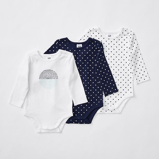 Baby 3 Pack Bodysuits - Spot Baby 3 Pack Bodysuits - Spot