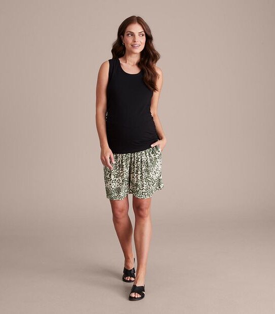 Maternity Shirred Waist Crinkle Shorts