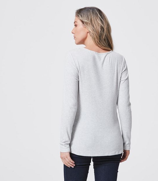 Long Sleeve Boat Neck Jumper - White Marle