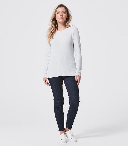 Long Sleeve Boat Neck Jumper - White Marle