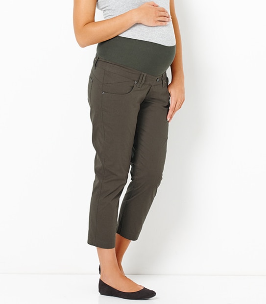 Maternity Cropped Cargo Pants - Ivy Green