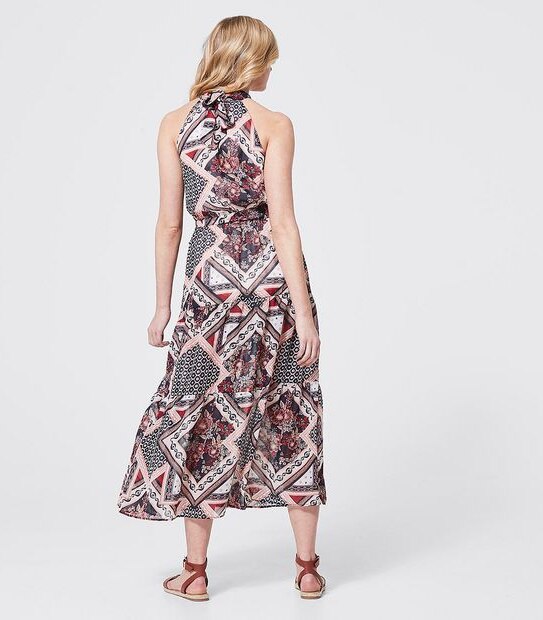 Halter Maxi Dress - Scarf Print