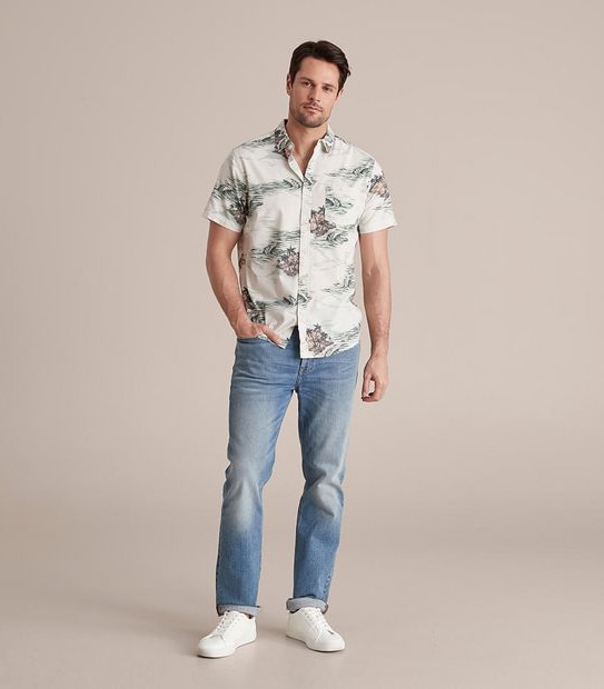 Island Print Short Sleeve Shirt