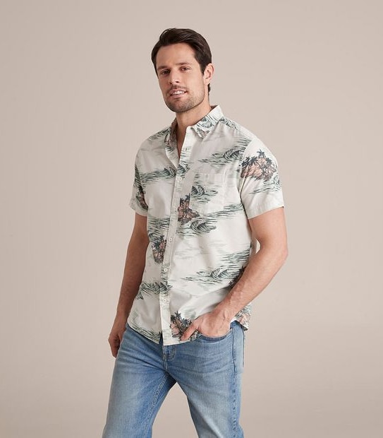 Island Print Short Sleeve Shirt