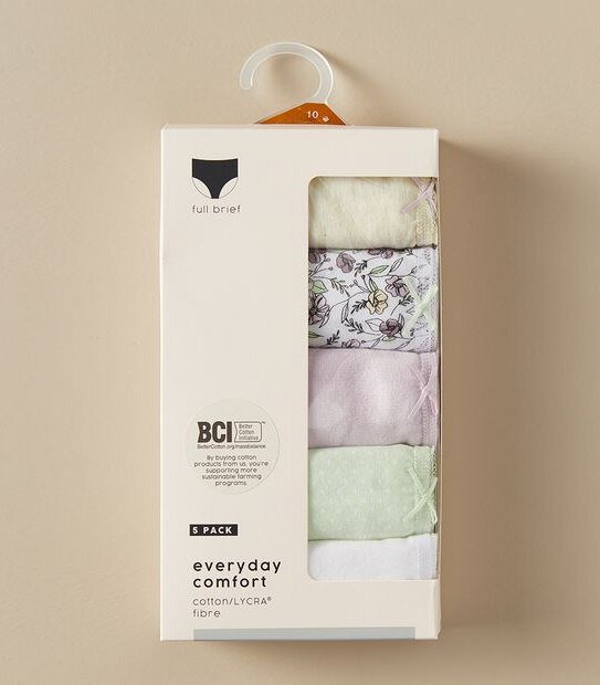 5 Pack Cotton/Elastane Full Briefs