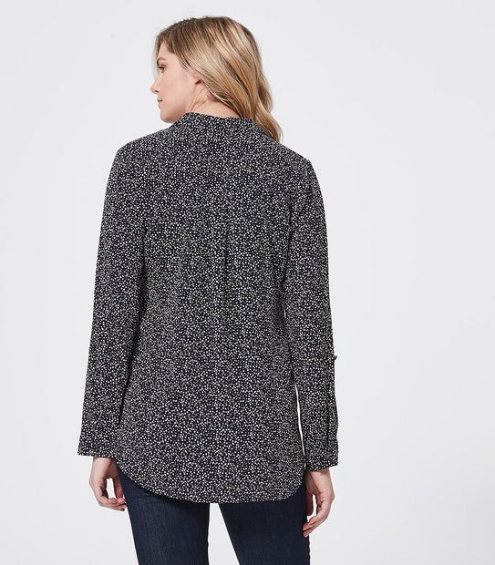 Long Sleeve Viv Shirt - Navy Blue Pebble Print