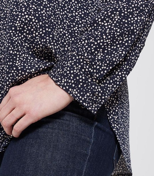 Long Sleeve Viv Shirt - Navy Blue Pebble Print