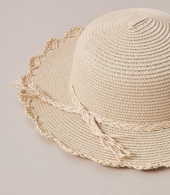 Kids Crochet Trim Straw Hat