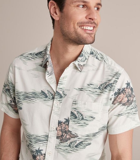 Island Print Short Sleeve Shirt
