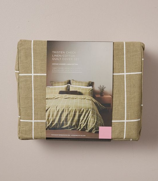 Tristen Check Linen/Cotton Quilt Cover Set Target Australia