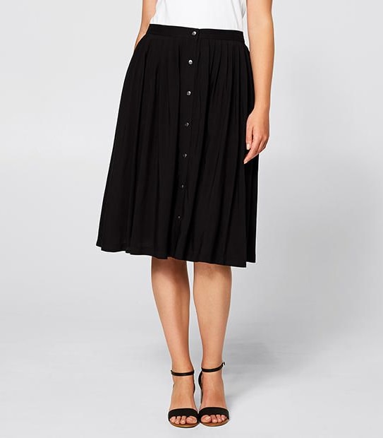Button-Through Midi Skirt