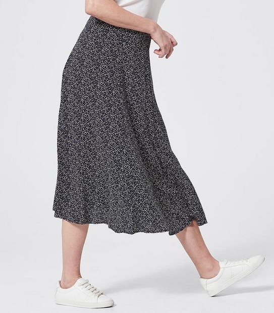Flippy Hem Skirt - Navy Blue Pebble Print