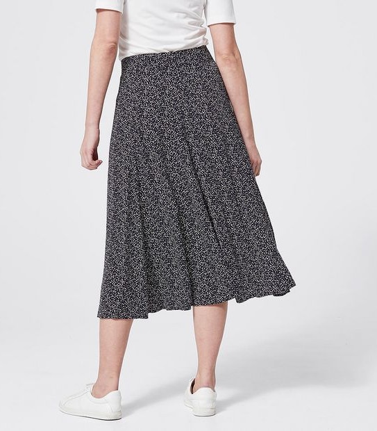 Flippy Hem Skirt - Navy Blue Pebble Print