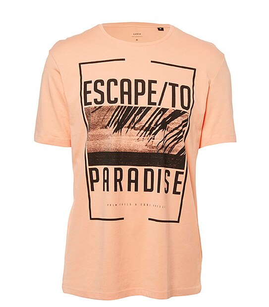 Men's Short Sleeve Paradise Printed T-Shirt - Orange