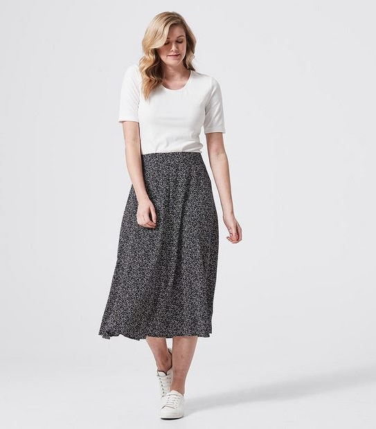 Flippy Hem Skirt - Navy Blue Pebble Print