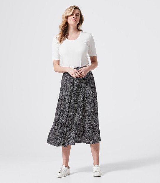 Flippy Hem Skirt - Navy Blue Pebble Print