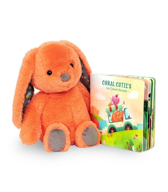 B. toys - Happyhues Coral Cutie Ice Cream Scoops - Plush Bunny & Book Set