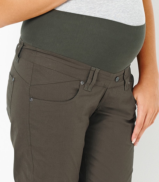 Maternity Cropped Cargo Pants - Ivy Green