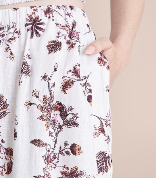 Linen Blend Tiered Midi Skirt