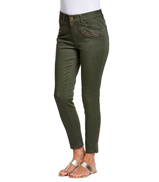 Cropped Biker Jeans - Khaki