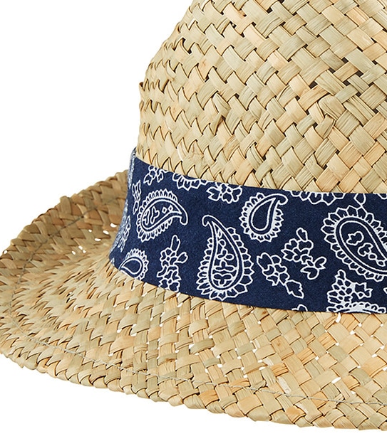 Men's Straw Fedora Hat - Paisley Band