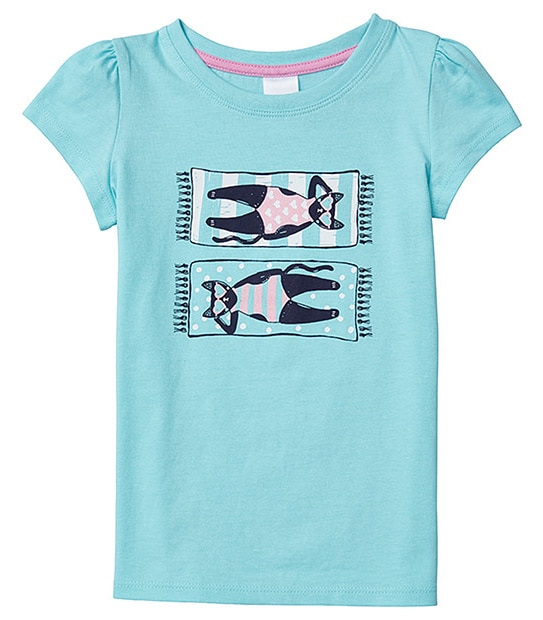 Girls' Short Sleeve Cat Print T-Shirt 1 of 3
