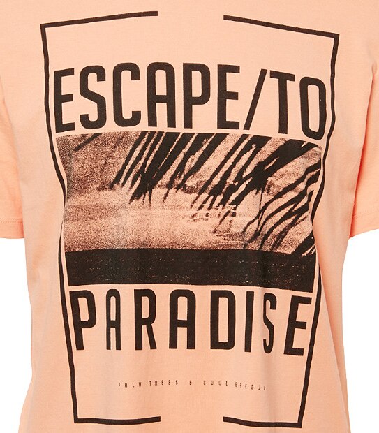 Men's Short Sleeve Paradise Printed T-Shirt - Orange