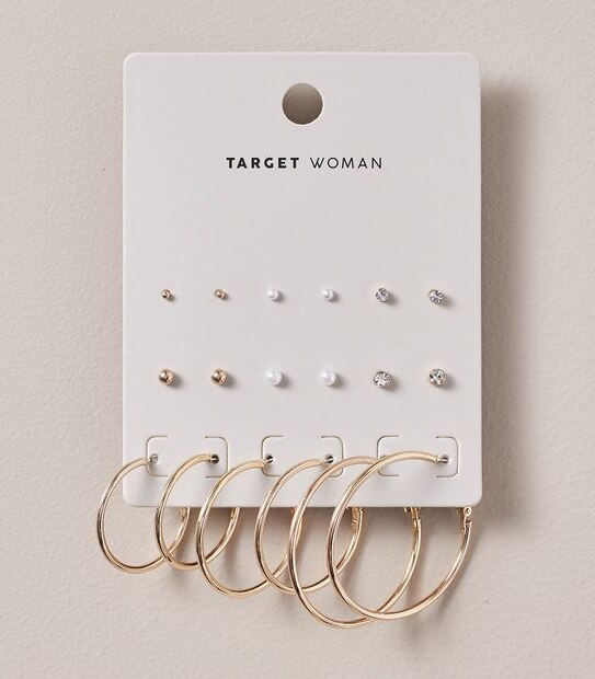 9 Pack Mixed Stud and Hoop Earrings Gold Target Australia